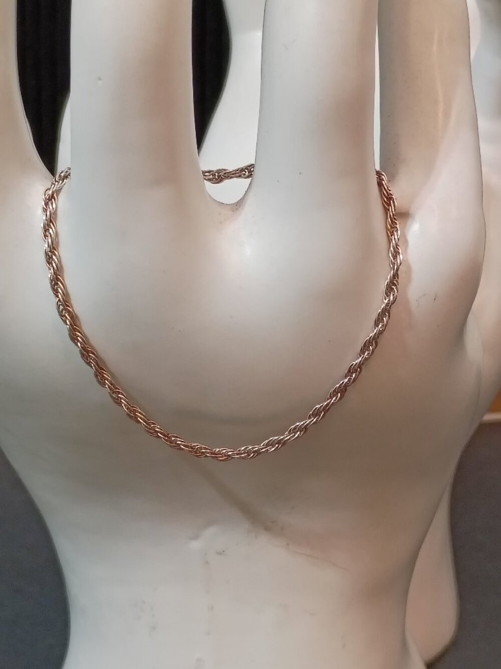 Italian Rose Gold 925 Sterling Silver Rope Bracelet 7"